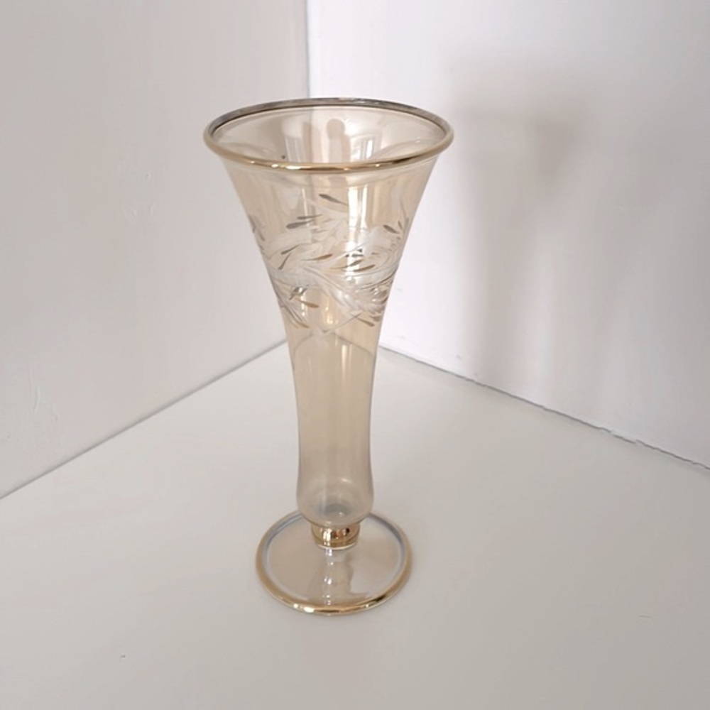 Egyptian, gold color, glass, etched vase with gold accents! Very pretty accent!